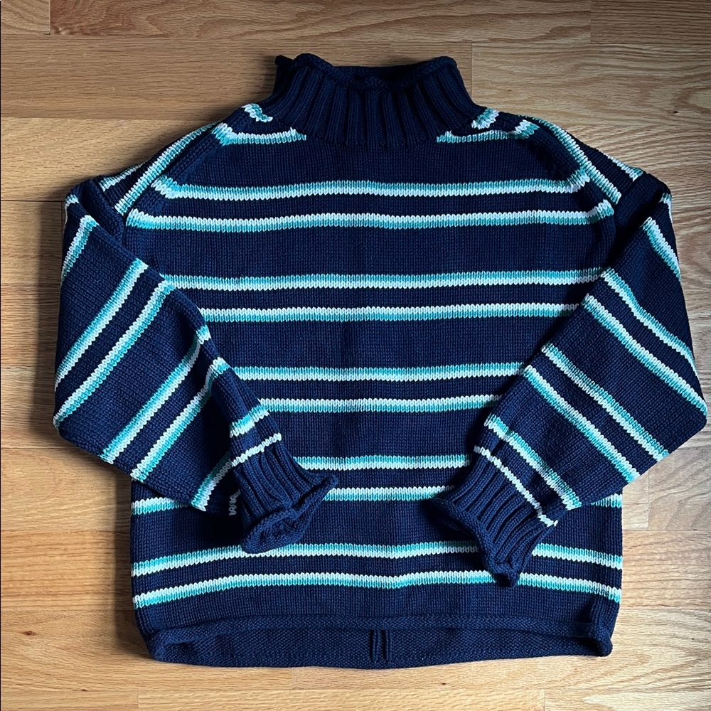 J.Crew 2025 rollback sweater in navy/aqua stripe, Medium